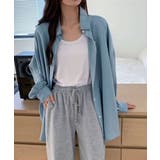 ブルー | 無地長袖ブラウス レディース トップス | SHUSHU