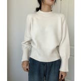 ホワイト | モックネックミドルゲージニット レディース トップス | SHUSHU