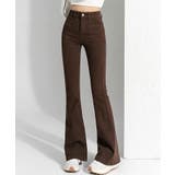 ブラウン | フレアデニムパンツ ハイウエスト 韓国風 | SHUSHU