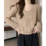 透かし編みニット メッシュニット レディース | SHUSHU | 詳細画像3 