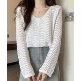 ホワイト | 透かし編みニット メッシュニット レディース | SHUSHU