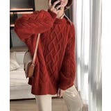 レッド | 韓国風 ケーブル編み ニット | SHUSHU