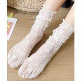 ホワイト | シースルーソックス 花柄レース 女性用 | SHUSHU