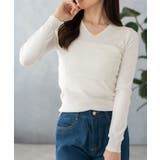 ホワイト | Vネックニット レディース トップス | SHUSHU