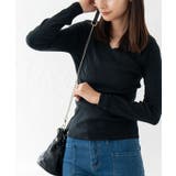 ブラック | Vネックニット レディース トップス | SHUSHU