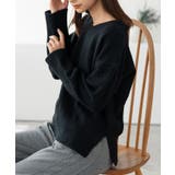 ブラック | Vネックニット レディース トップス | SHUSHU