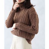 ブラウン | ハイネックニットトップス レディース秋冬 | SHUSHU