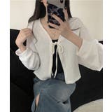 ホワイト | 前結び ボレロ リボンショートカーディガン | SHUSHU