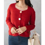 レッド | クロップド ニット カーディガン | SHUSHU