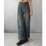 ダークインディゴブルー | ダブルボタン ワイド デニム パンツ | SHUSHU