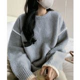 グレー | クルーネック 切り替え ニット | SHUSHU