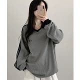 ポロ襟 ライン入り ワッフル カットソー | SHUSHU | 詳細画像4 