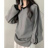 ポロ襟 ライン入り ワッフル カットソー | SHUSHU | 詳細画像1 