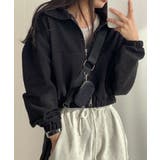 薄手 クロップド フルジップ スエット ブルゾン | SHUSHU | 詳細画像2 