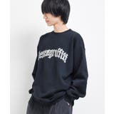 ブラック | 裏起毛ぼかしアーチロゴトレーナー スウェット 長袖 | 子ども服 SHUSHU