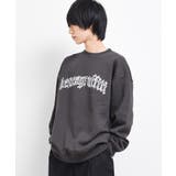 チャコール | 裏起毛ぼかしアーチロゴトレーナー スウェット 長袖 | 子ども服 SHUSHU