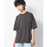 チャコール | サイドロゴプリントTシャツ トップス カットソー | 子ども服 SHUSHU
