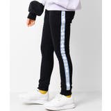 ブラック×サックス | 裏起毛ラインロゴスウェットパンツ ボトムス ストレッチ | 子ども服 SHUSHU