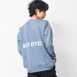 ブルー | 裏起毛バックプリントビッグトレーナー スウェット 長袖 | 子ども服 SHUSHU