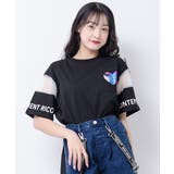 ブラック | 袖メッシュTシャツ トップス 半袖 | 子ども服 SHUSHU
