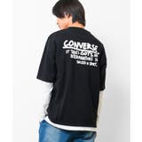 ブラック | CONVERSE 別注裏起毛レイヤード風トレーナー スウェット | 子ども服 SHUSHU