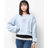 サックスブルー | 裏起毛クロップドレイヤードトレーナー 子供服 女の子 | 子ども服 SHUSHU