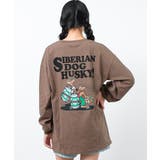 モカ | バックWOLFDOGプリントロングTシャツ トップス ロンT | 子ども服 SHUSHU