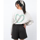オートミール | バックハートプリントロングTシャツ トップス ロンT | 子ども服 SHUSHU