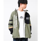 カーキ | フード付きカラー切替ナイロンジャケット アウター 子供服 | 子ども服 SHUSHU