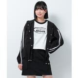 ブラック | 袖ラインフード付きジャケット ブルゾン アウター | 子ども服 SHUSHU