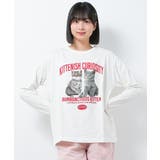オフホワイト | 猫転写プリントロングTシャツ トップス ロンT | 子ども服 SHUSHU
