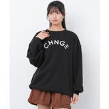 ブラック | 裏起毛ロゴプリントトレーナー 子供服 女の子 | 子ども服 SHUSHU