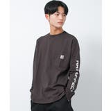 チャコールグレー | 袖プリントビッグロングTシャツ トップス 長袖 | 子ども服 SHUSHU