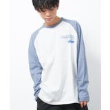 オフホワイト×ライトブルー | ラグランスリーブロゴロングTシャツ トップス ロンT | 子ども服 SHUSHU