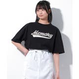 ブラック | ショート丈ロゴアップリケTシャツ トップス 半袖 | 子ども服 SHUSHU