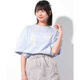 サックスブルー | デイジーチャーム刺繍Tシャツ トップス 半袖 | 子ども服 SHUSHU
