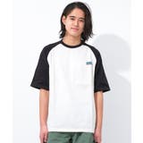 オフホワイト×チャコール | ラグランワンポイント半袖Tシャツ トップス 半袖 | 子ども服 SHUSHU