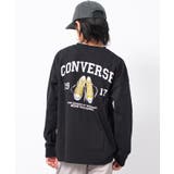 ブラック | CONVERSE 別注スニーカーロゴプリントロングTシャツ カットソー | 子ども服 SHUSHU