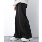 ブラック | ギャザードロストボンディングパンツ ボトムス 長ズボン | 子ども服 SHUSHU