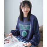 ネイビー | エンブレムロゴプリント裏起毛プルオーバー トップス あったか | 子ども服 SHUSHU