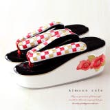 成人式 振袖 草履 厚底 黒市松椿 単品 ヒール草履 黒 フリーサイズ | kimonocafe | 詳細画像1