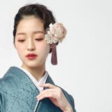 振り袖用髪飾り お花とつまみ細工の髪飾り アッシュブルー | kimonocafe | 詳細画像5