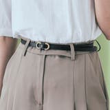 ブラック | ホールレスエコレザー細ベルト 小物 アクセサリー | kirakiraShop 