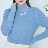 ブルー | シアードッキングリブニット トップス リブニット | kirakiraShop 