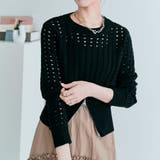 ブラック | クロシェ編みハーフジップロングスリーブトップス!2サイズ! トップス 長袖 | kirakiraShop 