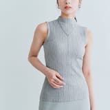 グレー | ハイネックノースリーブプリーツニットトップス ニット ハイネック | kirakiraShop 