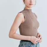 モカ | ハイネックノースリーブプリーツニットトップス ニット ハイネック | kirakiraShop 