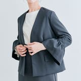 チャコール | OUI CLASSYノーカラーフレアスリーブジャケット 3サイズ | kirakiraShop