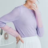 ラベンダー | 袖切り替えシアーニットソー 3サイズ シアー | kirakiraShop
