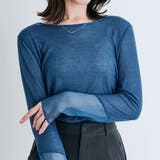 ストーンブルー | 袖切り替えシアーニットソー 3サイズ シアー | kirakiraShop